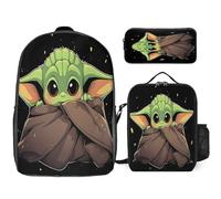 YINGD Baby Yoda Backpack Set Cartoon Backpacks with Pencil Case & Lunch Bag Lunch Box Lightweight Travel Casual Daypack School Supplies