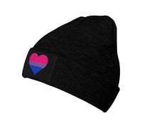 YINGD Beanies Hat Cute Bisexual Pride Heart Beanie Hat Unisex Winter Warm Knitted Hat for Women and Men