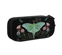 YINGD Beautiful Moth Moon Pencil Case Large Capacity for Women Men Pen Pouch Pencil Box Double Zipper Stationery Bag with Comp