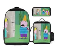 YINGD Ben Holly’s Little Kingdom Backpack Essentials Kit 17 Inch Bag Lunch Pouch and Pencil Organizer for Work or Travel