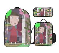 YINGD Ben Holly’s Little Kingdom Backpack Kit Includes Spacious Bookbag Snack Bag and Stationery Organizer Lightweight and Sturdy