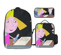YINGD Ben Holly’s Little Kingdom Backpack with Matching Lunch Boxes and Pencil Case Durable Polyester for Long Term Use