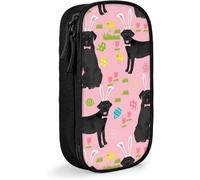 YINGD Black Lab Labrador Retriever Easter Pastel Cute Dog Design Pink Pencil Case SAOE