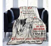 YINGD Blanket Flannel Fleece Blanket Wolf I Love You Forever and Always to My Husband Blanket Throw Blankets Comfortable Warm for Couch Bed 125x100cm