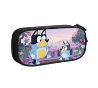 YINGD Bluey Adventures in The Park Pencil Case with Padded Handle - Easy Carry Oxford Fabric Bag for School, Office, Art Classes