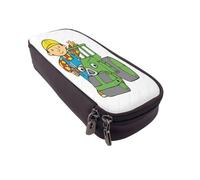 YINGD Bob The Builder Pencil Case Brown Leather Pen Holder with Zipper Pocket for School Office Travel Stationery Organizer