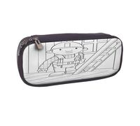 YINGD Bob The Builder Pencil Case Compact Brown Leather Pen Holder with Secure Zipper Closure