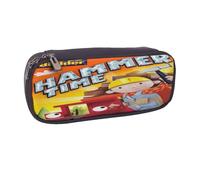 YINGD Bob The Builder Pencil Case Elegant Brown Leather Zip Bag for Pens Markers & Office Supplies