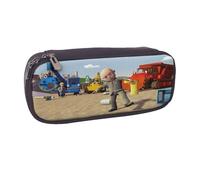 YINGD Bob The Builder Pencil Case Lightweight Brown PU Leather Pen Organizer for Easy Portability