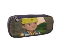 YINGD Bob The Builder Pencil Case Premium Brown PU Leather Pouch with Elastic Straps
