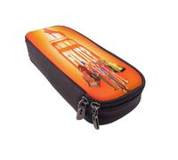 YINGD Bob The Builder Pencil Case PU Leather Pen Holder with Secure Zipper & Elastic Straps