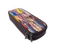 YINGD Bob The Builder Pencil Case Spacious Brown Leather Zip Pouch with Interior Storage Pockets