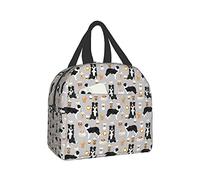 YINGD Border Collie and Coffee Insulated Lunch Bag Leakproof Lunch Bag for Adults Lunch Bag for Women Men Lunch Boxes Work Tra