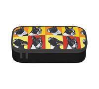YINGD Boston Terrier Pencil Case Oil Painting Dog Pattern Anime Stationery Bag Pen Holder Large Capacity Student Use Cute Simple Makeup Pouch Schoo