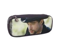 YINGD Brad Pitt Pencil Case Elegant Brown Leather Pouch for School & Office Supplies