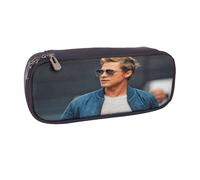 YINGD Brad Pitt Pencil Case Multi-Functional Brown Leather Case for Pens & Cosmetics