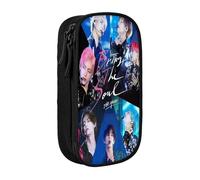 YINGD BTS Pencil Case Love Yourself Large Capacity Pen Case Double Zippers World Tour Jimin Suga V Jungkook RM Pen Bag Pencil case