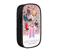 YINGD BTS Pencil Case Love Yourself Large Capacity Pen Case Double Zippers World Tour Jimin Suga V Jungkook RM Pen Bag Pencil case