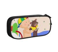 YINGD Caillou Pencil Case for Minimalist Users - Slim Profile with 2 Zipper Pockets & Pen Loops (Water-Resistant)