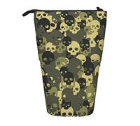 YINGD Camouflage Skull Pencil Case Expandable Peanuts Organizer Bags Retractable Cute Large Capacity Boy Girl Stationery Pouch Lightweight for School Office ci147
