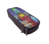 YINGD Captain Planet and The Planeteers Pencil Case Compact Brown Leather Zip Bag for Easy Carry & Organization