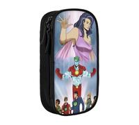 YINGD Captain Planet and The Planeteers Pencil Case for Teachers & Students - Double Zipper + 3 Mesh Pockets, Easy Hand Wash Design