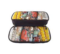 YINGD Cars Pencil Case Stationery Pouch for Kids Students Unisex PU Leather Stain Resistant Durable Large Capacity A52