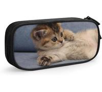 YINGD Cat Cute Lie Pencil Case Pencil Pouch Pencil Box Stationery Organizer Cosmetic Makeup Bag High Capacity for School Office Supplies SAOE