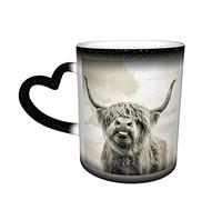 YINGD Ceramic Cup Highland Cow Animals Art Coffee Mug Funny Color Change Travel Mug Ceramic Heat Sensitive Cup one Size
