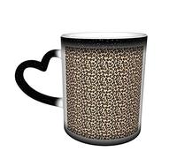 YINGD Ceramic Cup Leopard Print Black Brown Rust and Tan Coffee Mug Funny Color Change Travel Mug Ceramic Heat Sensitive Cup
