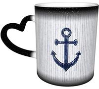 YINGD Ceramics Mug Rustic Anchor in Navy Blue Heat Sensitive Color Changing Mug in The Sky Coffee Mugs Ceramic Cup
