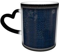 YINGD Ceramics Mug Sashiko The Collection Sampler Heat Sensitive Color Changing Mug in The Sky Coffee Mugs Ceramic Cup