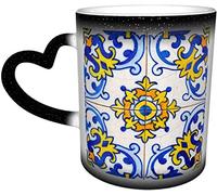 YINGD Ceramics Mug Traditional Portuguese Azulejo Tile Heat Sensitive Color Changing Mug in The Sky Coffee Mugs Ceramic Cup