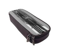 YINGD Charlie Chaplin Pencil Case Durable Brown PU Leather Case with Interior Pockets