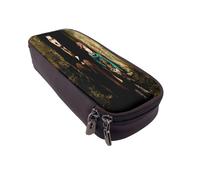 YINGD Charlie Chaplin Pencil Case Elegant PU Leather Pen Bag with Zipper & Elastic Loops