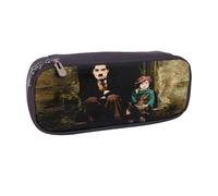 YINGD Charlie Chaplin Pencil Case Multi-Functional Brown Leather Bag for Pens & Small Items