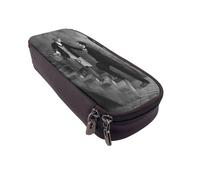 YINGD Charlie Chaplin Pencil Case Slim Brown Leather Pen Organizer with Secure Zipper & Inner Pockets