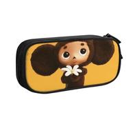 YINGD Cheburashka Pencil Case for Minimalist Users - Slim Profile with 2 Zipper Pockets & Pen Loops (Water-Resistant)