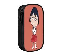 YINGD Chibi Maruko-chan Pencil Case for Writers & Journalists - 5 Pen Loops + Note Pad Sleeve (Durable Polyester)