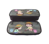 YINGD Chibi Maruko-chan Pencil Case Multi-Functional Leather Pen Case with Zipper & Inner Pockets