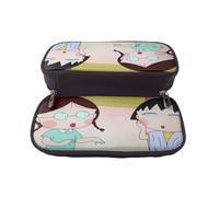 YINGD Chibi Maruko-chan Pencil Case Versatile PU Leather Case for Writing Tools & Beauty Essentials