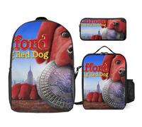 YINGD Clifford The Big Red Dog Backpack Kit School Necessities Bookbag Lunch Boxes Pencil Pouch