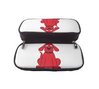 YINGD Clifford The Big Red Dog Pencil Case Durable Leather Pen Organizer with Elastic Bands & Zipper