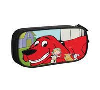 YINGD Clifford The Big Red Dog Pencil Case for Car Interiors - Attachable Zipper Pouch for Pens, Coins, Toll Tickets (Non-Slip Base)