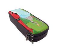 YINGD Clifford The Big Red Dog Pencil Case Lightweight Brown Pen Organizer with Elastic Loops & Zipper Closure