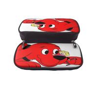 YINGD Clifford The Big Red Dog Pencil Case Slim Brown PU Leather Pouch for Easy Storage & Portability
