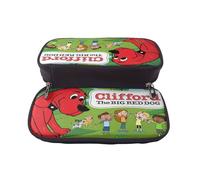 YINGD Clifford The Big Red Dog Pencil Case Soft Brown Leather Pen Holder with Interior Zipper Pocket