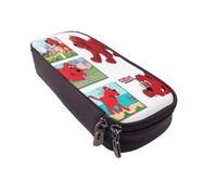YINGD Clifford The Big Red Dog Pencil Case Water-Resistant Brown Pen Pouch with Secure Zipper & Elastic Straps