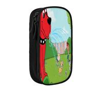 YINGD Clifford The Big Red Dog Pencil Case with Detachable Strap - Oxford Cloth Multi-Pocket Bag for Pens, Tools, Cosmetics