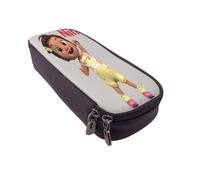 YINGD CoComelon Pencil Case Travel-Ready Brown Leather Zip Pouch for Protection